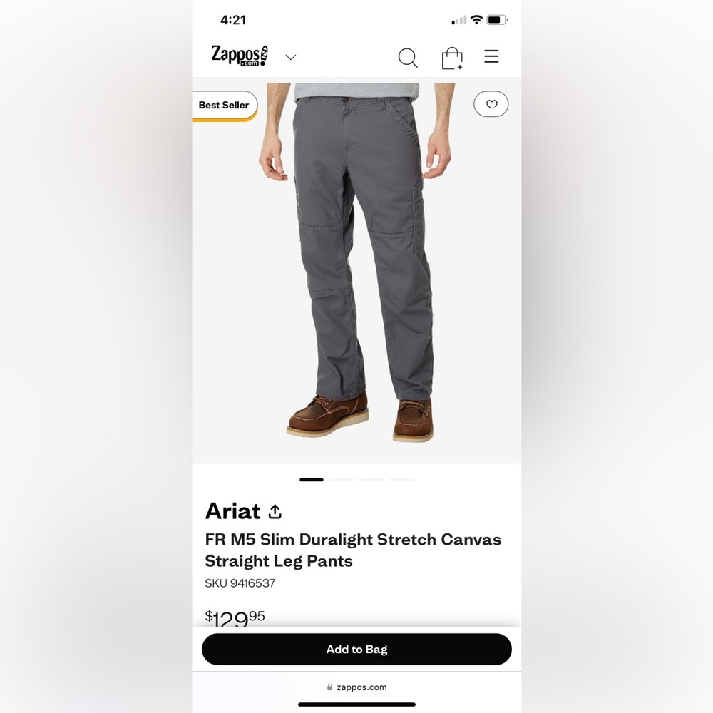 New with tags Ariat FR M5 Slim Duralight Stretch Canvas Straight Leg Pants